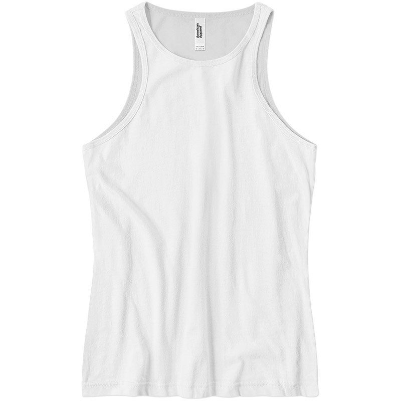 American Apparel Ladies High Neck CVC Tank - White