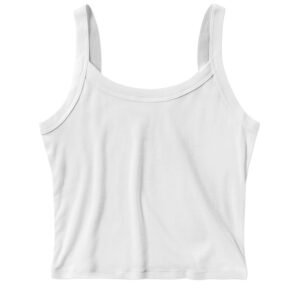 Bella Ladies Micro Rib Spaghetti Strap Tank - Solid White Blend