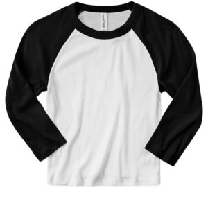 Bella Ladies Micro Rib 3/4 Raglan Sleeve Baby Tee - White/Black