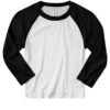 Bella Ladies Micro Rib 3/4 Raglan Sleeve Baby Tee - White/Black