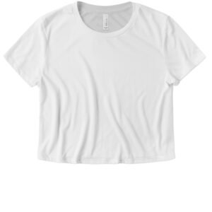 Bella Ladies Flowy Cropped Tee - White