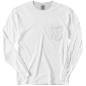 Comfort Colors Pigment Dyed Longsleeve Pocket Tee - White