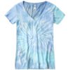 Colortone Ladies Tie-Dye V-Neck Tee - Lagoon